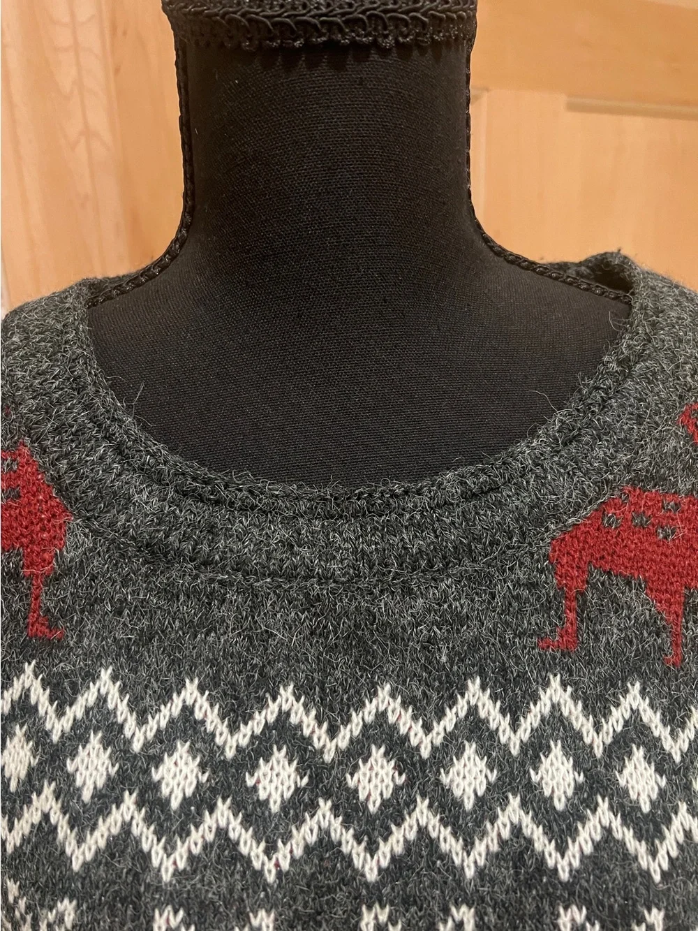 Shineflow Nordic Fair Isle Reindeer Knit Soft Tunic Sweater Winter Cabincore L